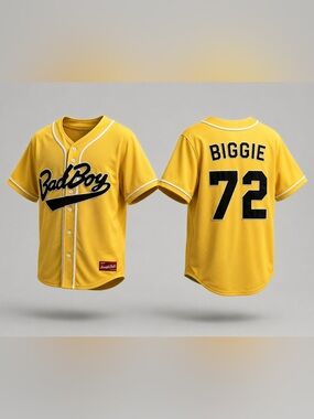 BadBoy Yellow Baseball Jersey with Biggie 72 Back‎